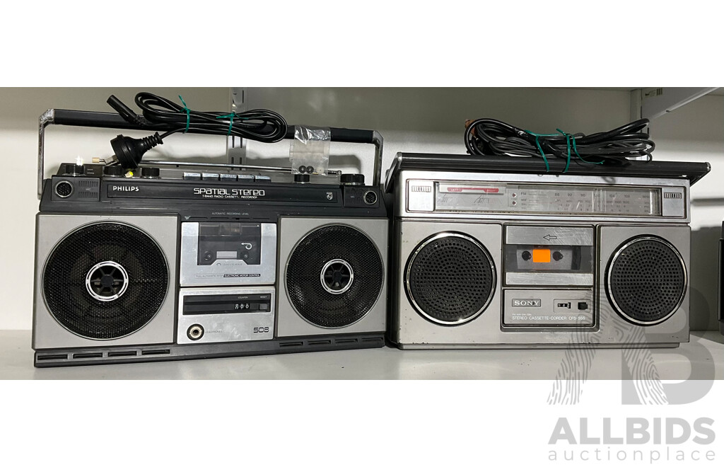 Four Vintage Portable Radio Cassette Players