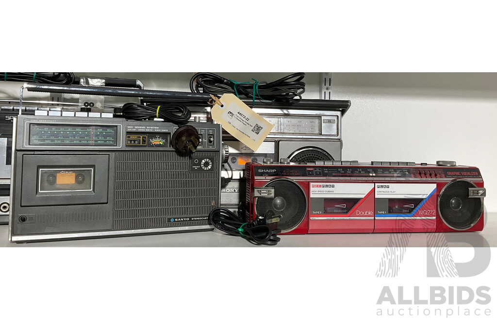 Four Vintage Portable Radio Cassette Players