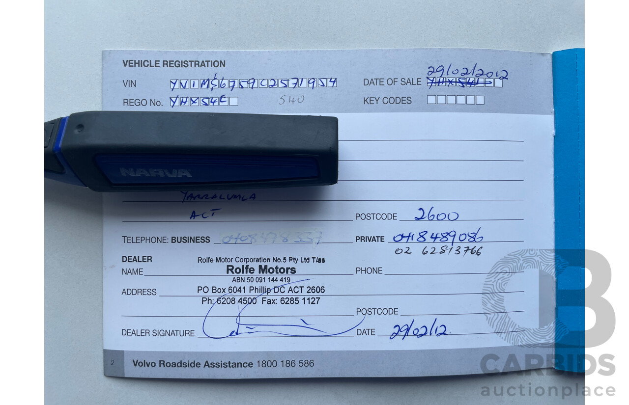 2/2012 Volvo S40 T5 Lifestyle MY12 4d Sedan White 2.5L