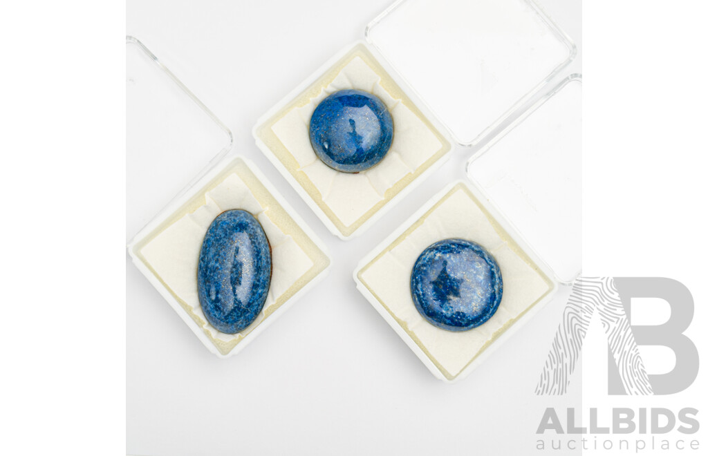 Lapis Lazuli (3) Cabochon Gemstones, 26.08ct, 35.40ct & 49.50ct Each