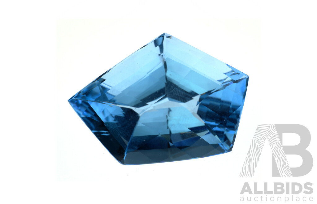 Fancy Cut Vivid Mid Blue Topaz, Roughly Kite Shaped, 71.92cts (33 X 25 X 15.80mm)