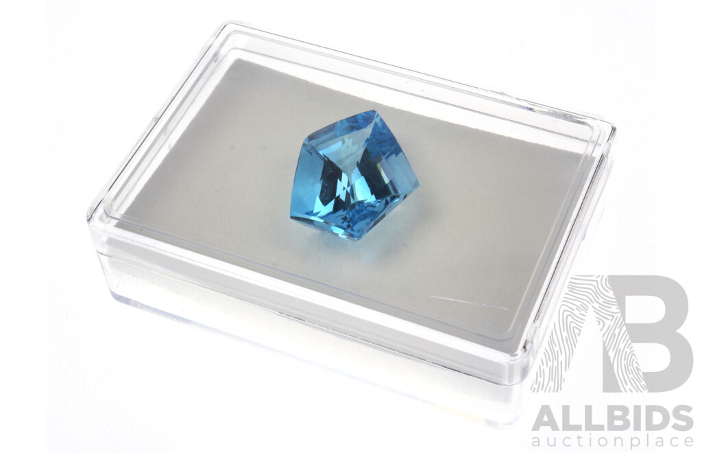 Fancy Cut Vivid Mid Blue Topaz, Roughly Kite Shaped, 71.92cts (33 X 25 X 15.80mm)