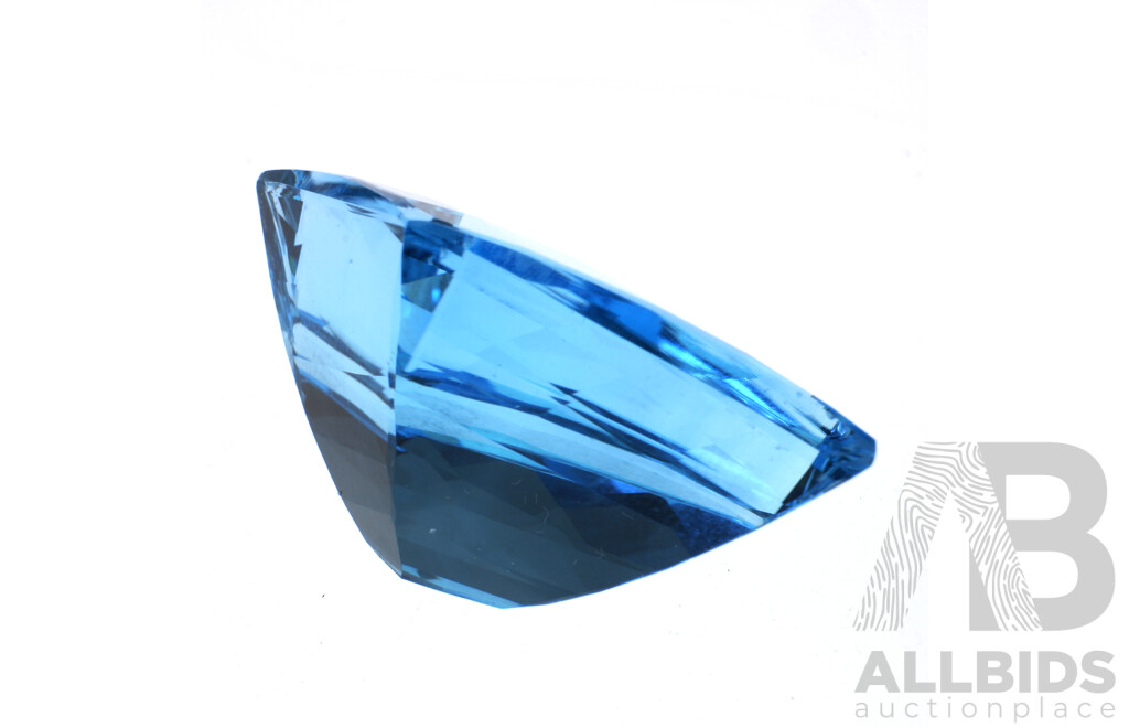 Fancy Cut Vivid Mid Blue Topaz, Roughly Kite Shaped, 71.92cts (33 X 25 X 15.80mm)