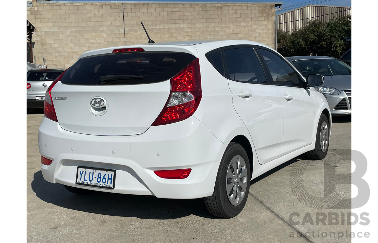 10/2016 Hyundai Accent Active RB 5d Hatchback White 1.6L