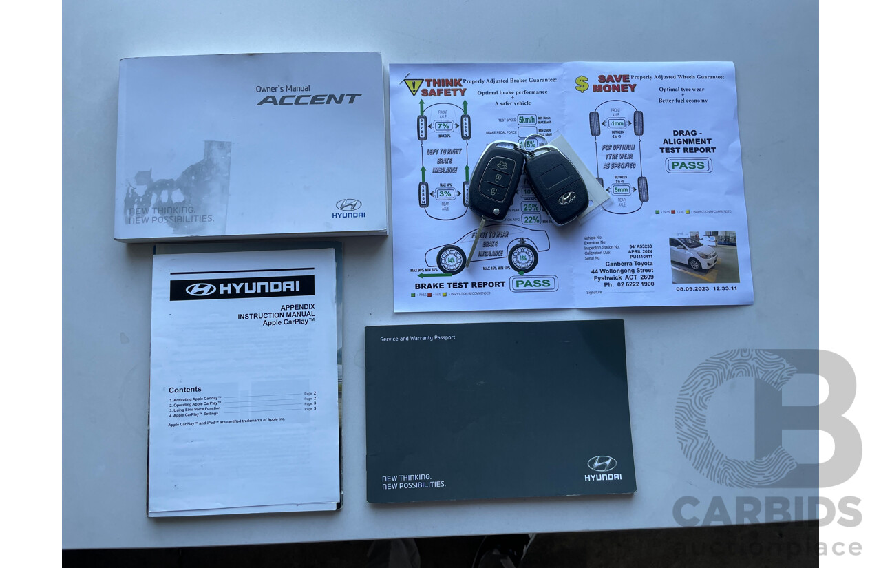 10/2016 Hyundai Accent Active RB 5d Hatchback White 1.6L