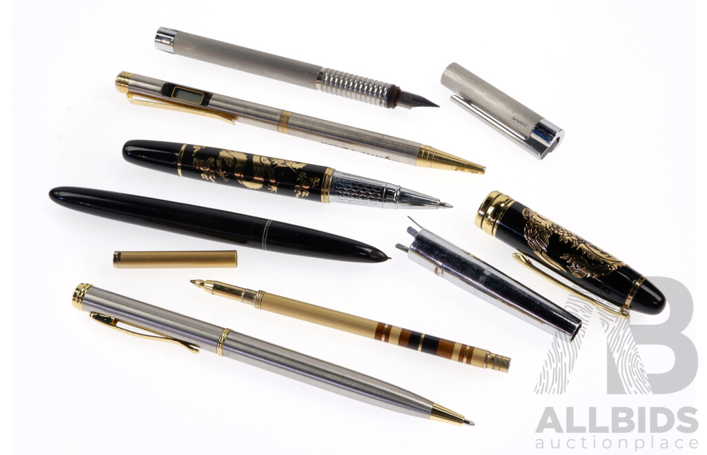 Collection Six Quality Pens Including Lamy & Pyong Yang Fountain Pens, Four Ball Point Examples and More