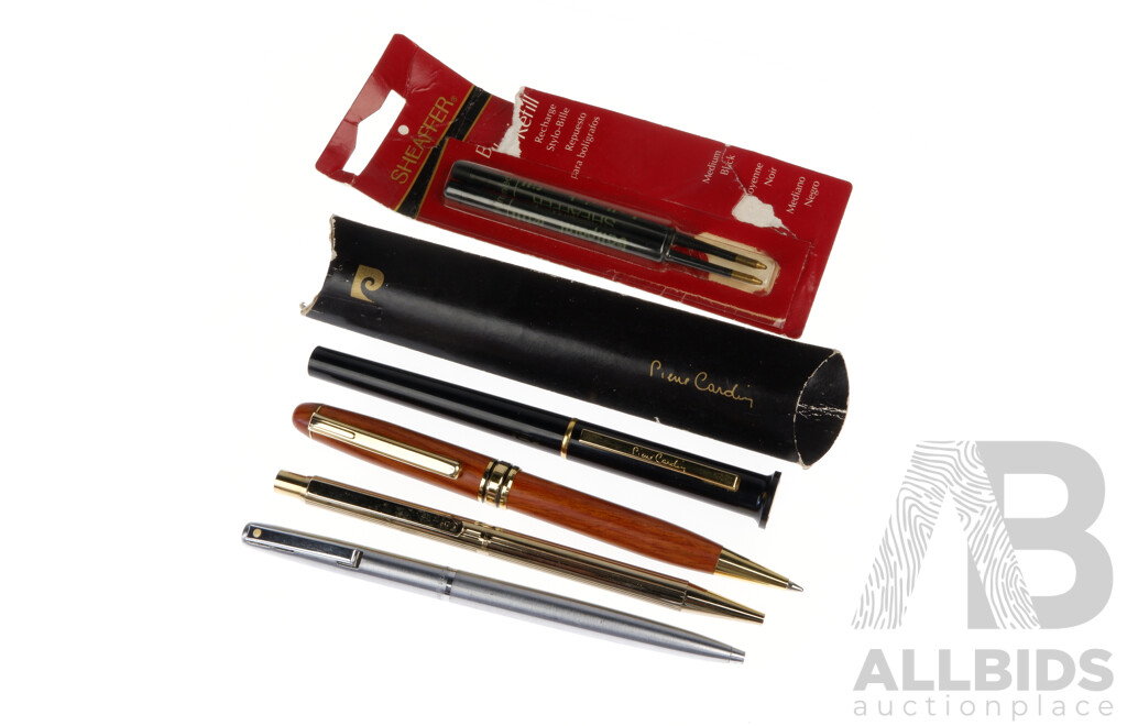 Collection Four Quality Ballpoint Pens Including Two Shaeffer Examples with Refills, Pierre Cardin Example and More