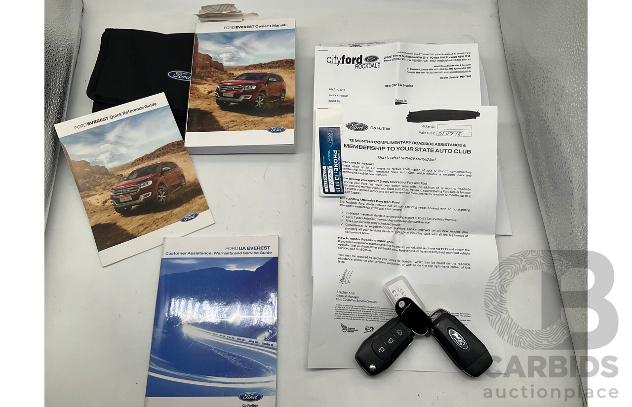7/2017 Ford Everest Trend UA (4x4) 4d Wagon White Turbo Diesel 3.2L - 7 Seater