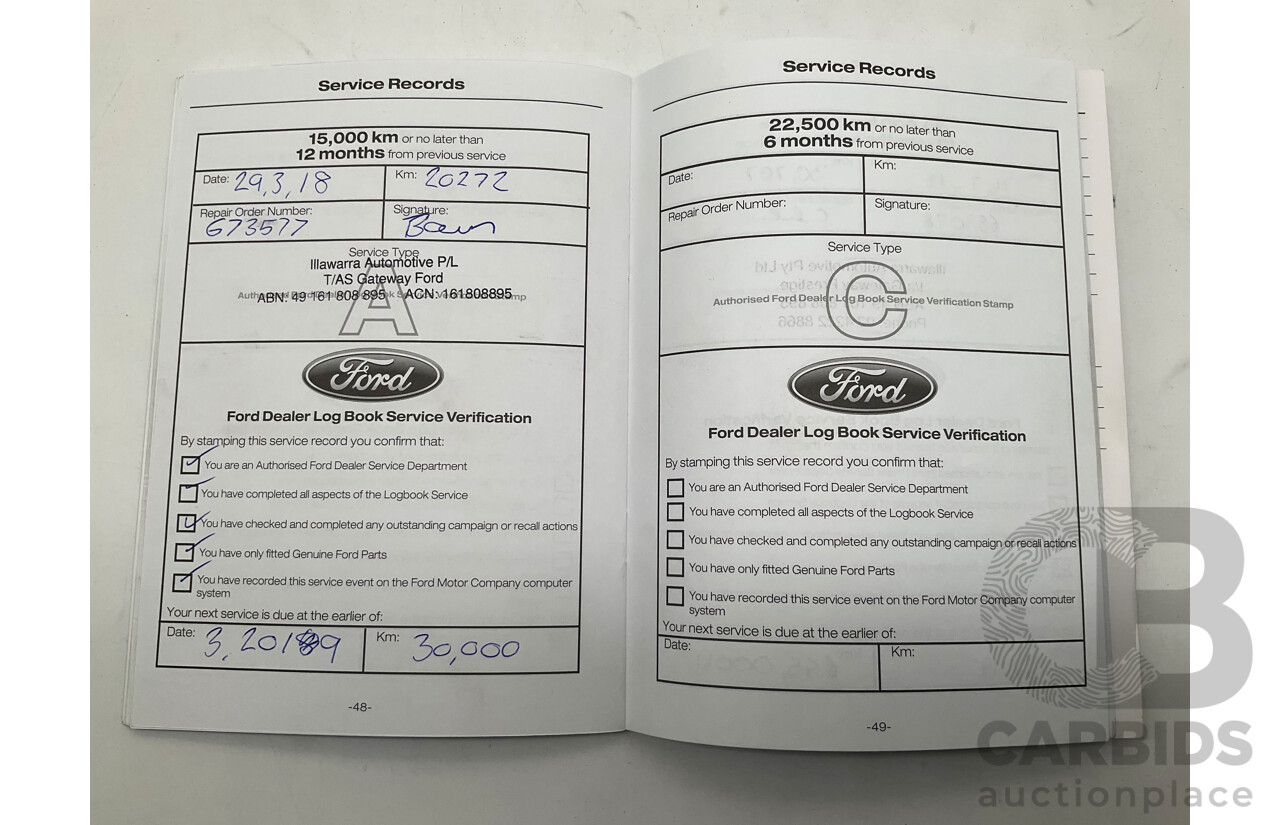 7/2017 Ford Everest Trend UA (4x4) 4d Wagon White Turbo Diesel 3.2L - 7 Seater