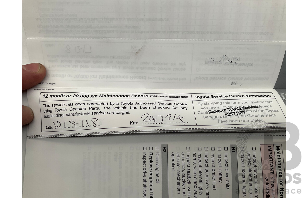 7/2017 Toyota Kluger Grande (4x4) GSU55R 4d Wagon Crystal Pearl White V6 3.5L