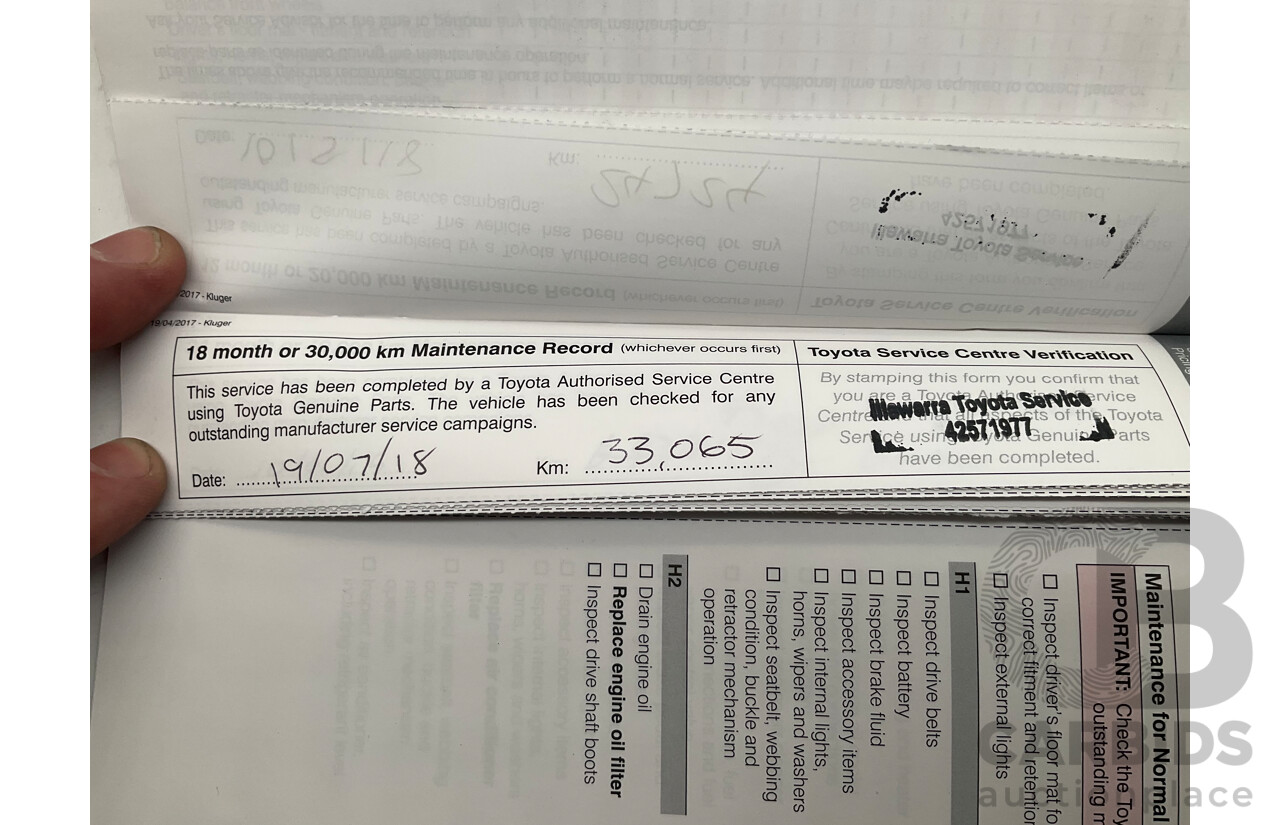 7/2017 Toyota Kluger Grande (4x4) GSU55R 4d Wagon Crystal Pearl White V6 3.5L