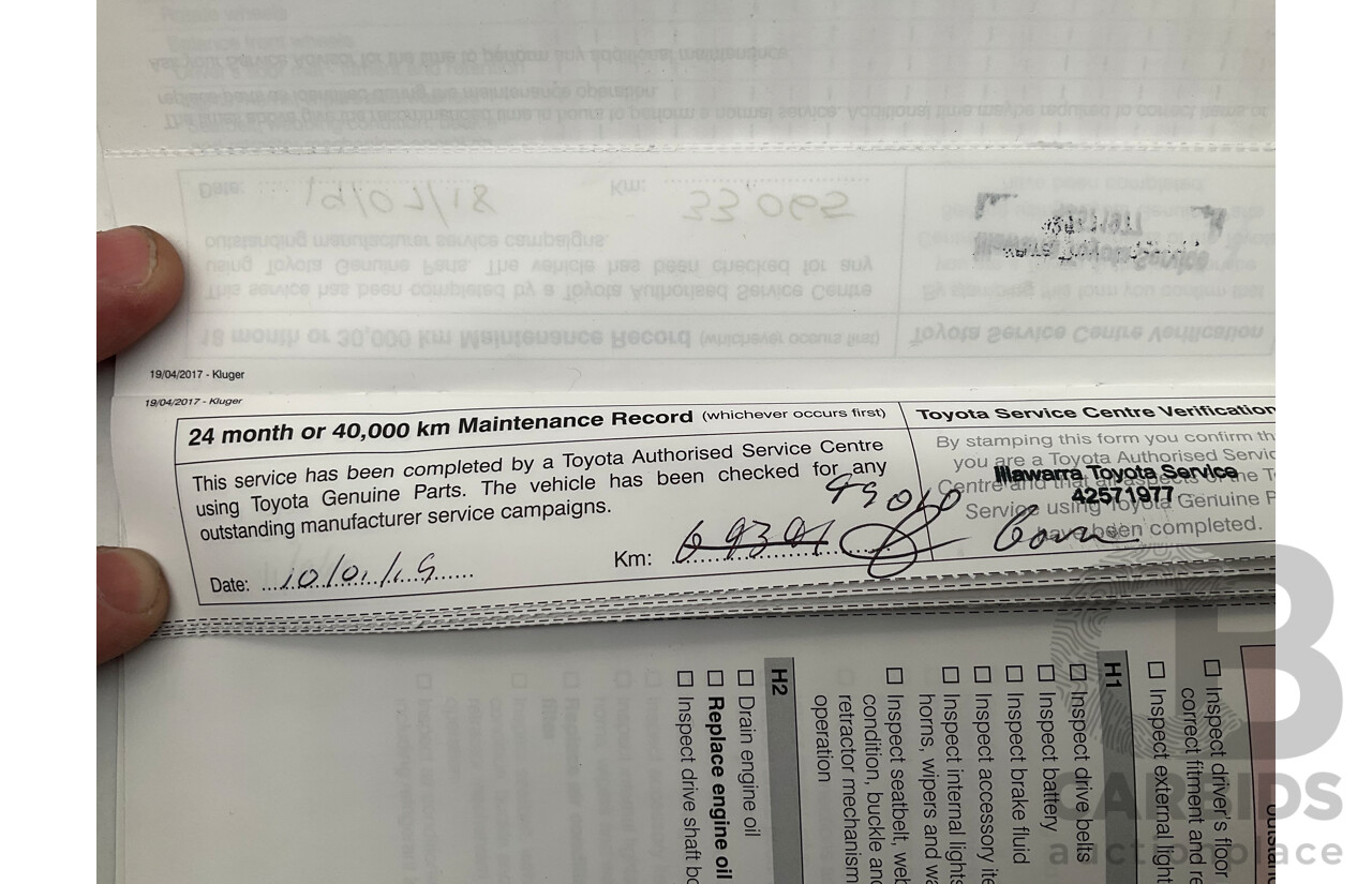 7/2017 Toyota Kluger Grande (4x4) GSU55R 4d Wagon Crystal Pearl White V6 3.5L