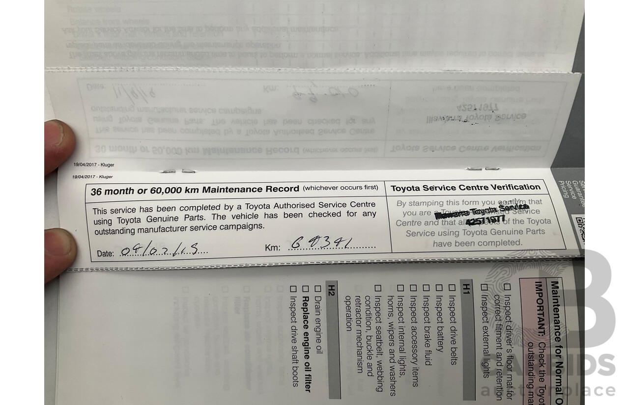 7/2017 Toyota Kluger Grande (4x4) GSU55R 4d Wagon Crystal Pearl White V6 3.5L