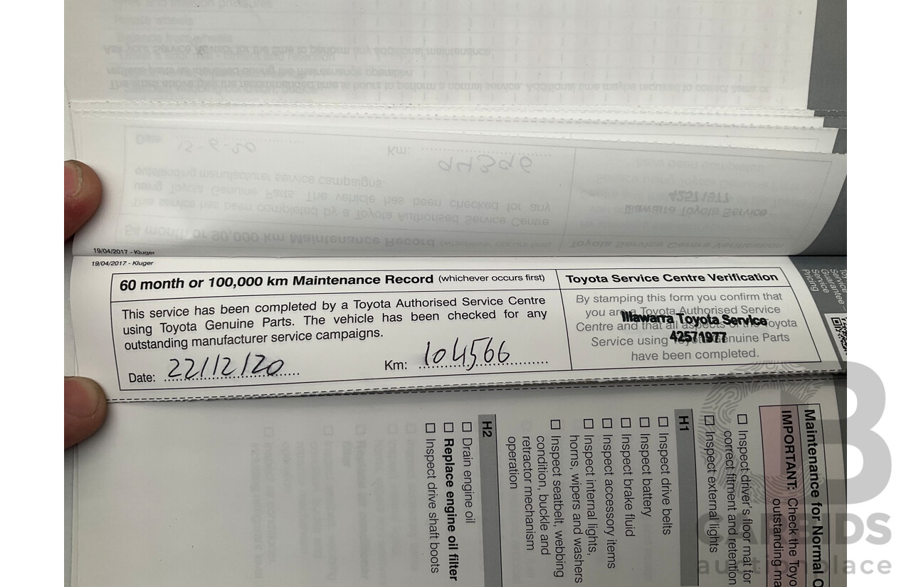 7/2017 Toyota Kluger Grande (4x4) GSU55R 4d Wagon Crystal Pearl White V6 3.5L