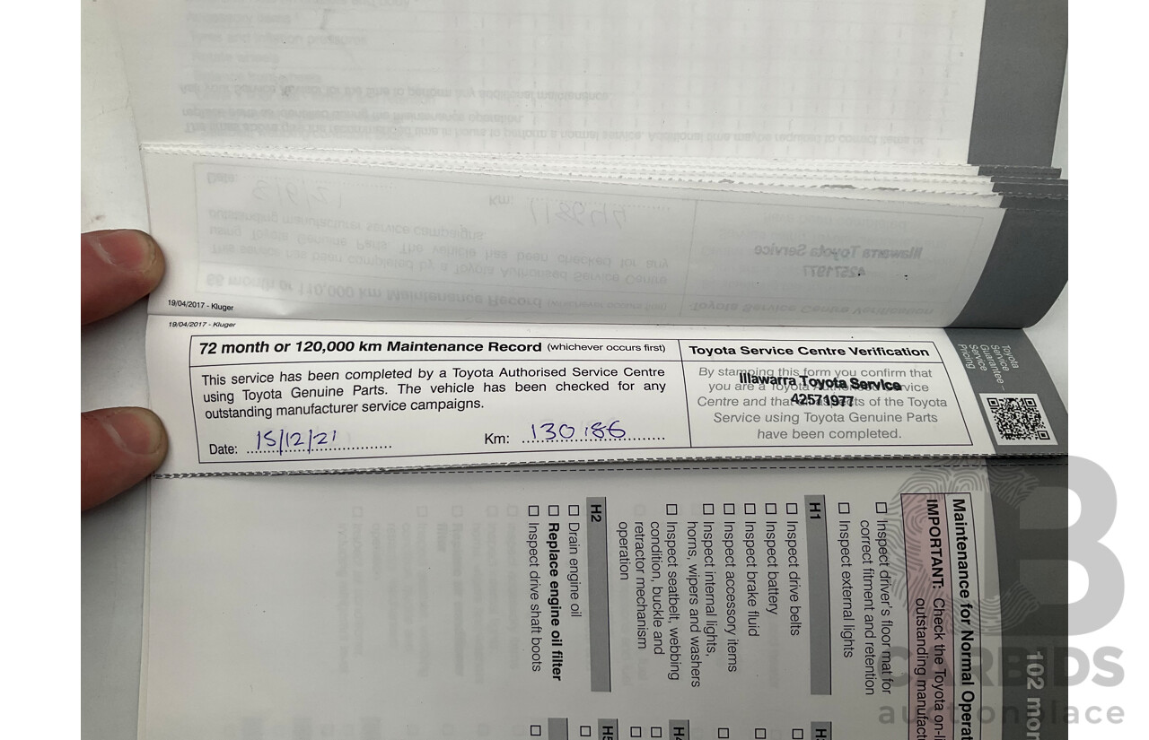 7/2017 Toyota Kluger Grande (4x4) GSU55R 4d Wagon Crystal Pearl White V6 3.5L