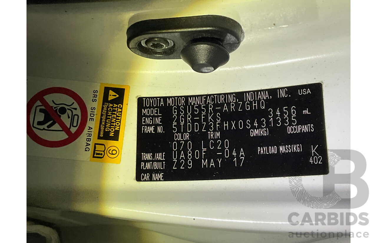 7/2017 Toyota Kluger Grande (4x4) GSU55R 4d Wagon Crystal Pearl White V6 3.5L