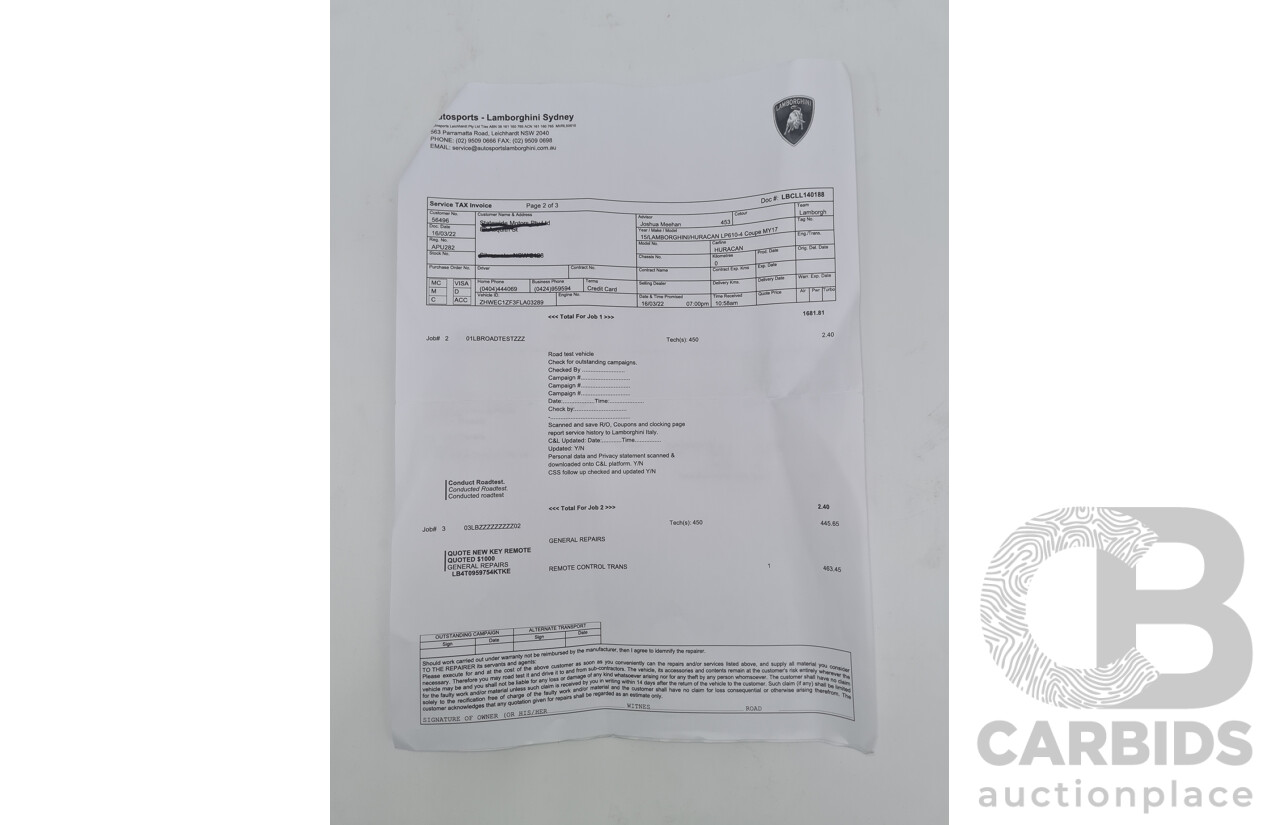 9/2015 Lamborghini Huracan LP 610-4 (AWD) 724 2d Coupe Grigio Nimbus Silver Metallic V10 5.2L