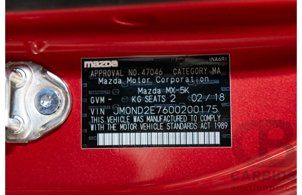 2/2018 Mazda MX-5 RF Limited Edition NC 2d Convertible Metallic Soul Red 2.0L