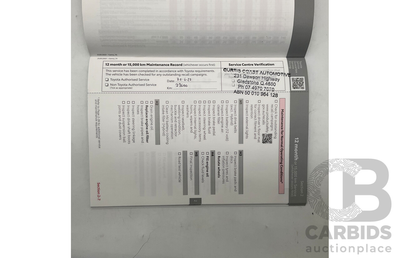 06/2021 Toyota Camry Ascent Hybrid MY21 AXVH70R 4d Sedan White 2.5L Hybrid