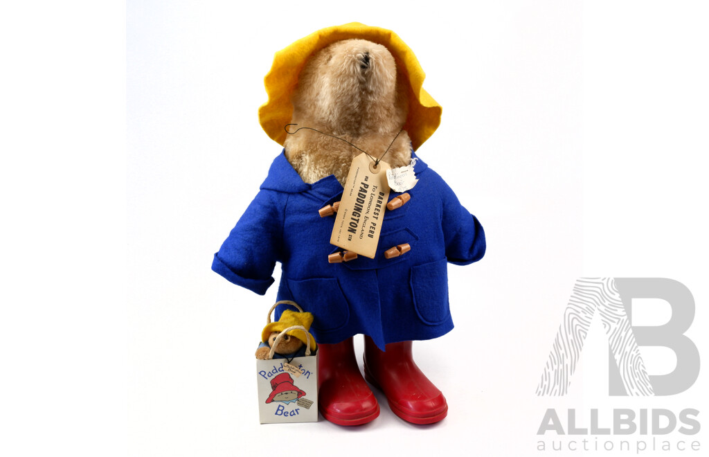 Genuine Paddington Bear with Label by Eden Toys Along with Smaller Example in Original Bag