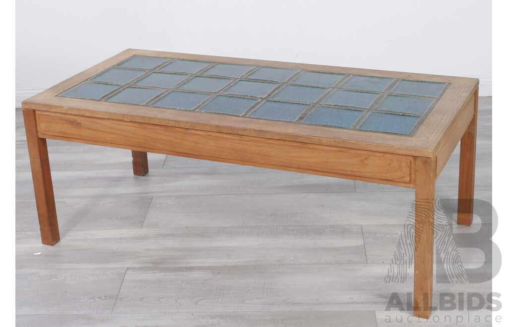 Vintage Timber Coffee Table with Glazed Tile Top