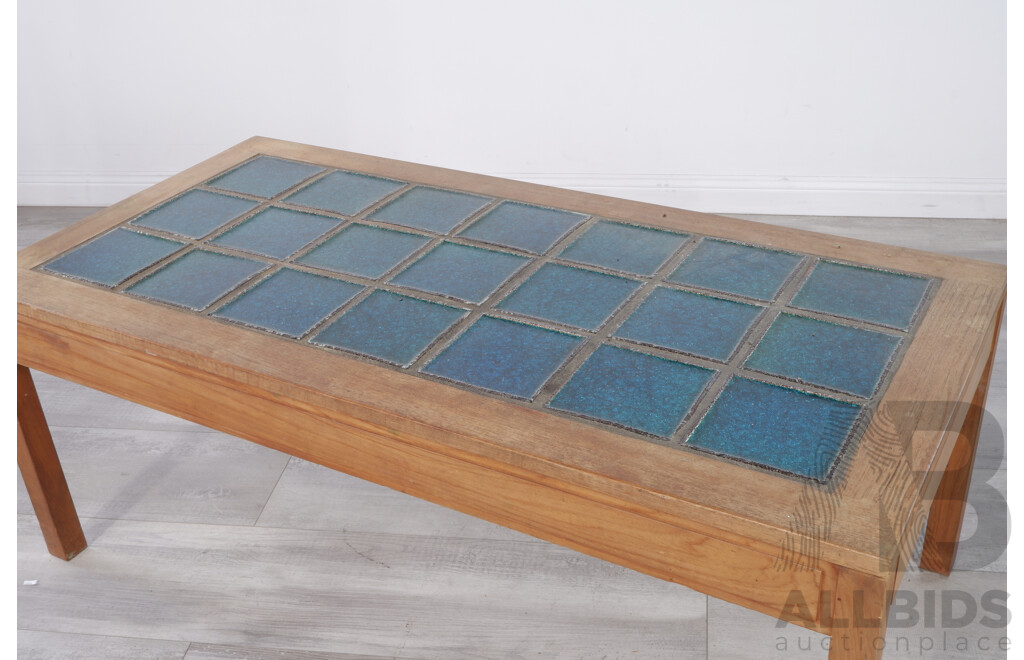 Vintage Timber Coffee Table with Glazed Tile Top