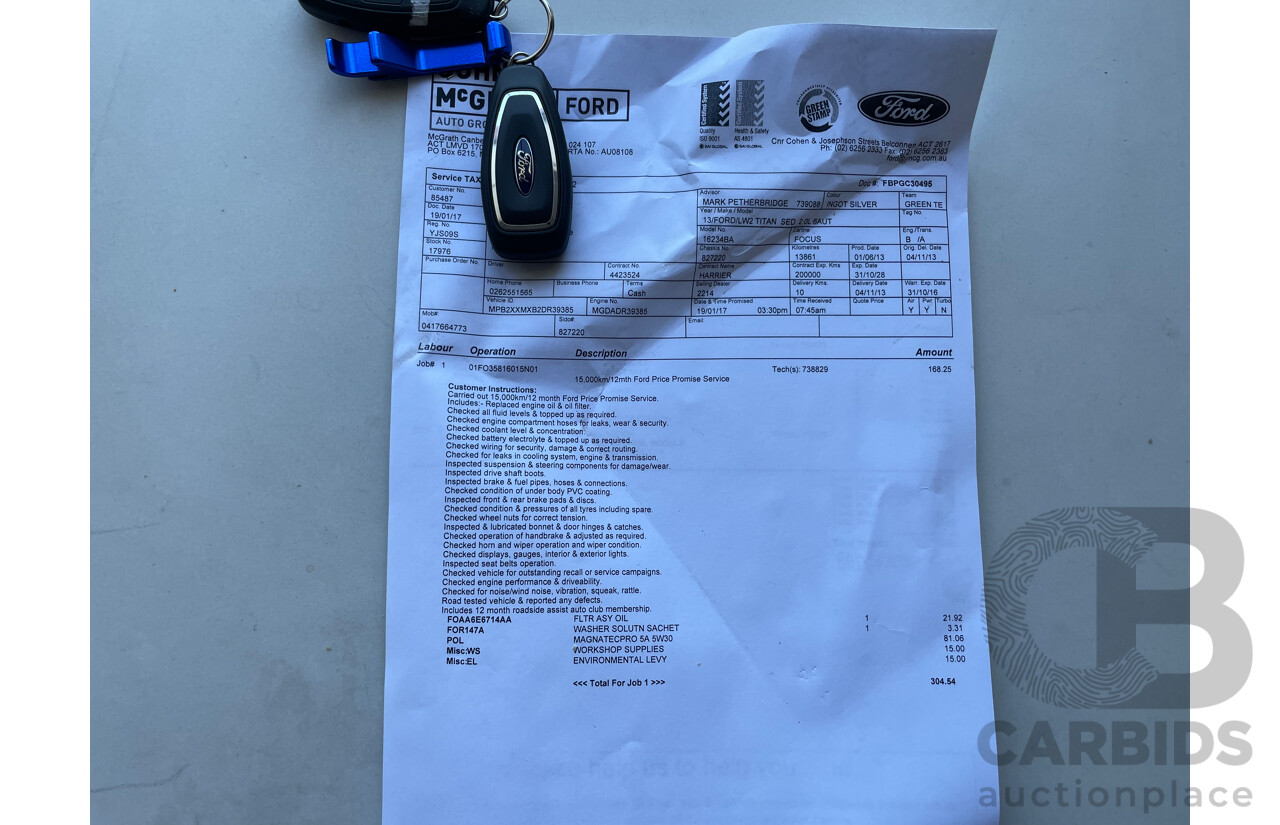 7/2013 Ford Focus Titanium LW MK2 4d Sedan Silver 2.0L