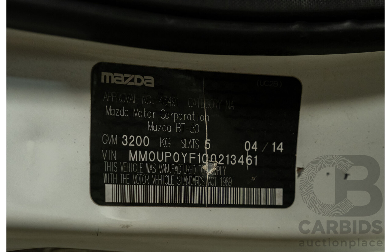 4/2014 Mazda BT-50 GT (4x4) MY13 Dual Cab Utility White Turbo Diesel 3.2L