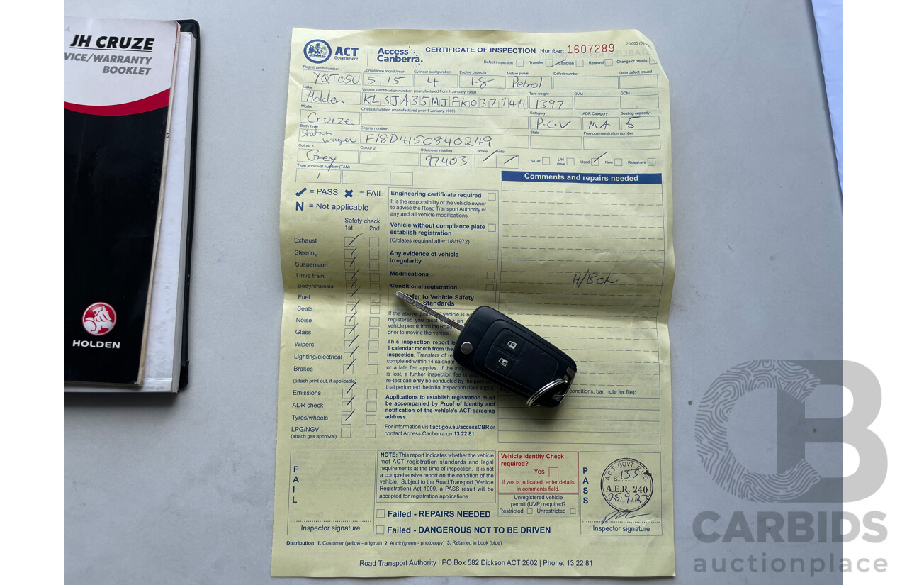 5/2015 Holden Cruze CD JH MY15 4d Sportwagon Grey 1.8L