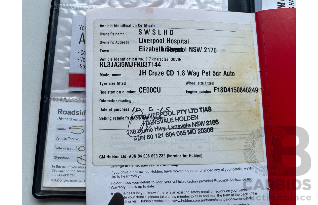 5/2015 Holden Cruze CD JH MY15 4d Sportwagon Grey 1.8L