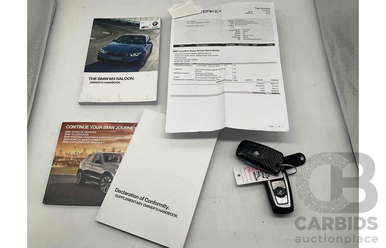 1/2018 BMW M3 Pure F80 LCI 4d Sedan White Twin Turbo 3.0L