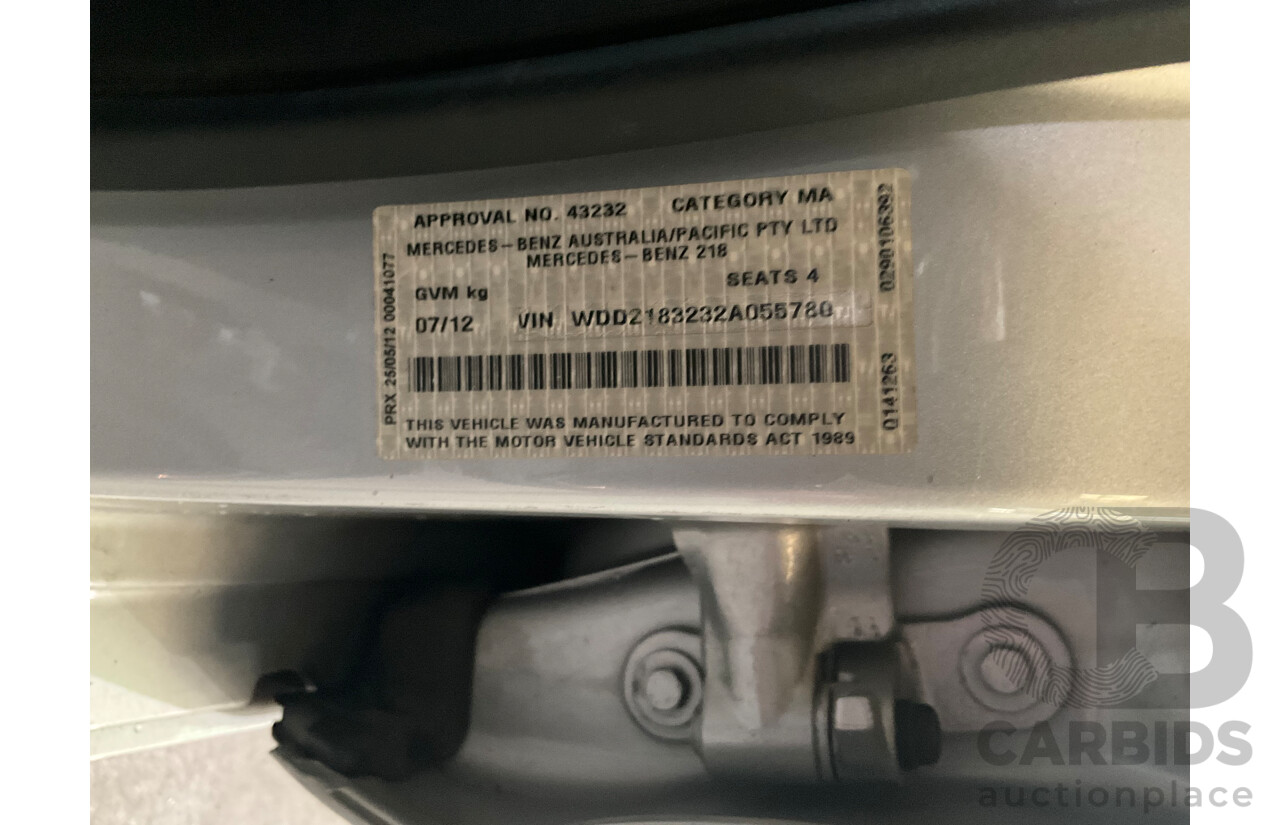 7/2012 Mercedes Benz CLS 350 CDI BE 218 AMG Pack 4d Coupe Iridium Silver Metallic Turbo Diesel V6 3.0L