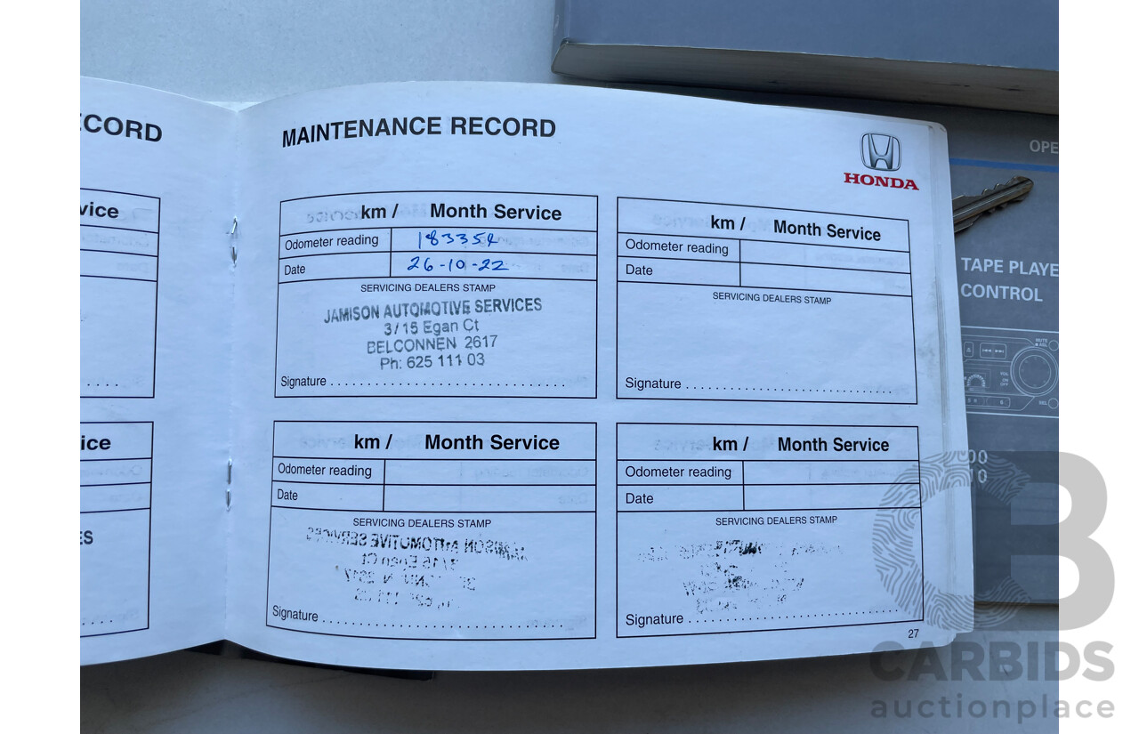 9/2001 Honda CRV (4x4)  4d Wagon Green 2.0L