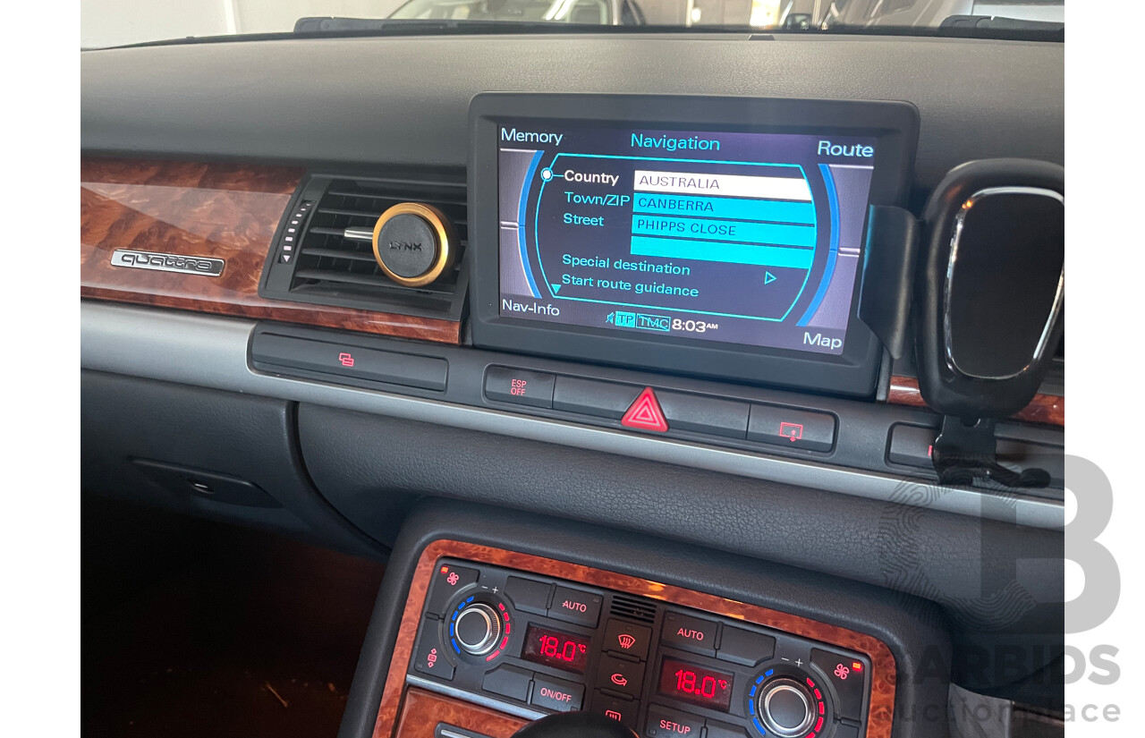 1/2008 Audi A8 3.2 Quattro 4E 4d Sedan Silver 3.1L