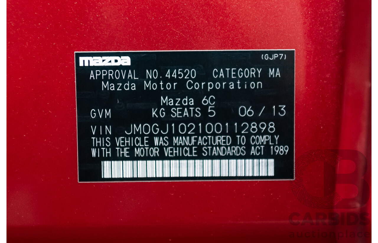 6/2013 Mazda 6 Atenza 6C 4d Sedan Soul Red Metallic Turbo Diesel 2.2L