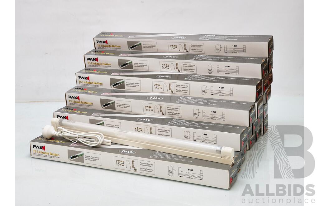 PAK T5 Linkable Batten 14W Fluorescent Lamp - Lot of 23