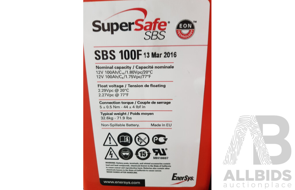 Enersys Powersafe Battery 12V 100Ah Front Term Batteries - Lot of 4