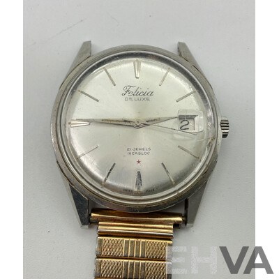 Three Vintage Felicia Watches Including Deluxe, Twenty One and Seventeen Jewel, Incabloc, Swiss Made