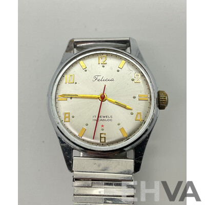 Three Vintage Felicia Watches Including Deluxe, Twenty One and Seventeen Jewel, Incabloc, Swiss Made