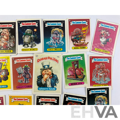 1980's Topps Garbage Pail Kids/Garbage Gang Collector Cards Including Slobby Robbe, Frigid Bridget, Loony Lenny, Heavin' Steven and More