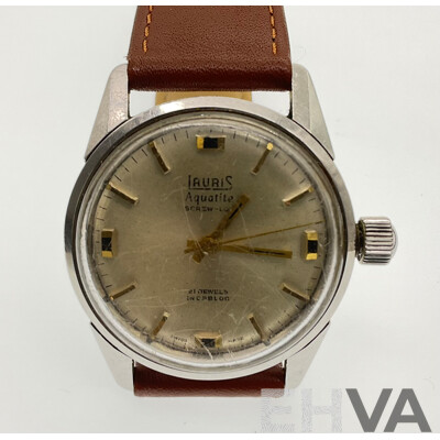 Vintage Wrist Watches, Lauris Aqualite Screw Lock, Twenty One Jewels and the Maximus Lever with Seconds Dial, Both Swiss Made