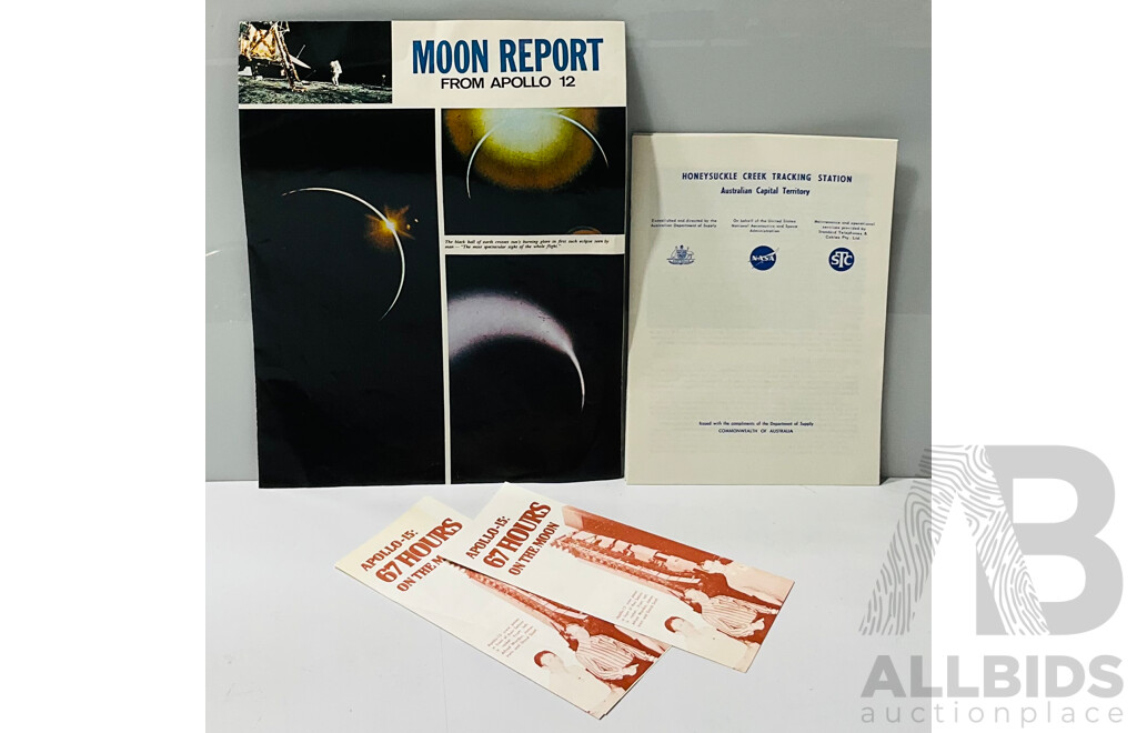 Vintage Space Memorabilia Apollo 12, 14 and 15 Missions Including Two Pamphlets From Honeysuckle Creek Tracking Station
