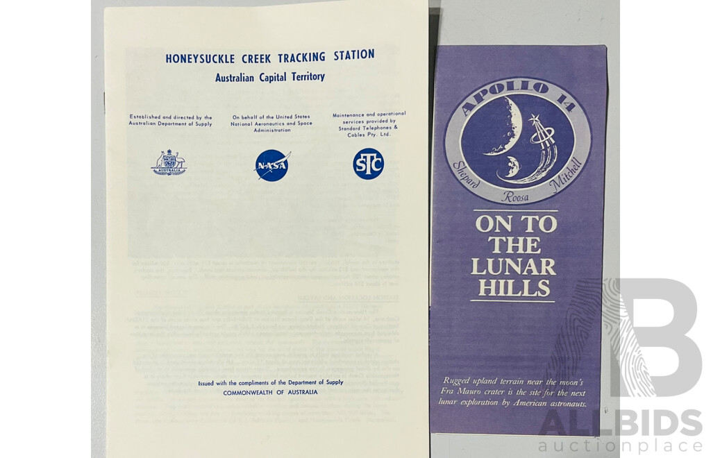 Vintage Space Memorabilia Apollo 12, 14 and 15 Missions Including Two Pamphlets From Honeysuckle Creek Tracking Station