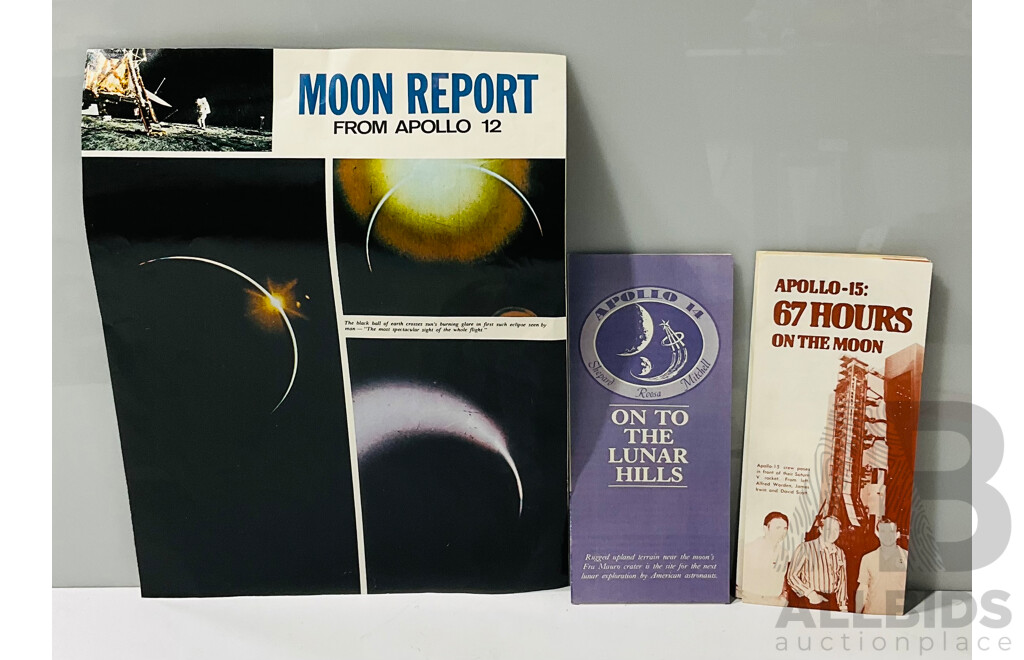 Vintage Space Memorabilia Apollo 12, 14 and 15 Missions Including Two Pamphlets From Honeysuckle Creek Tracking Station