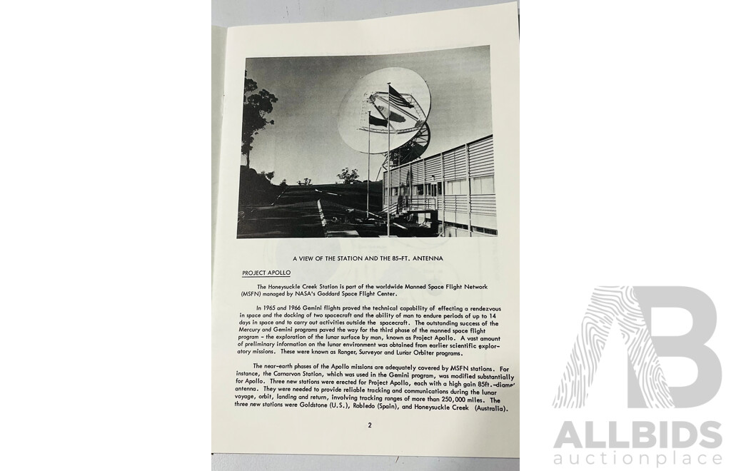 Vintage Space Memorabilia Apollo 12, 14 and 15 Missions Including Two Pamphlets From Honeysuckle Creek Tracking Station