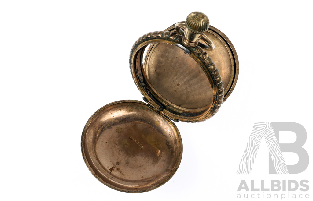 Vintage Gold Filled Empty 50mm Pocket Watch Casing, Peerless No. 411290 with Empty 35mm Pocket Casing and Hantil Watch Casing