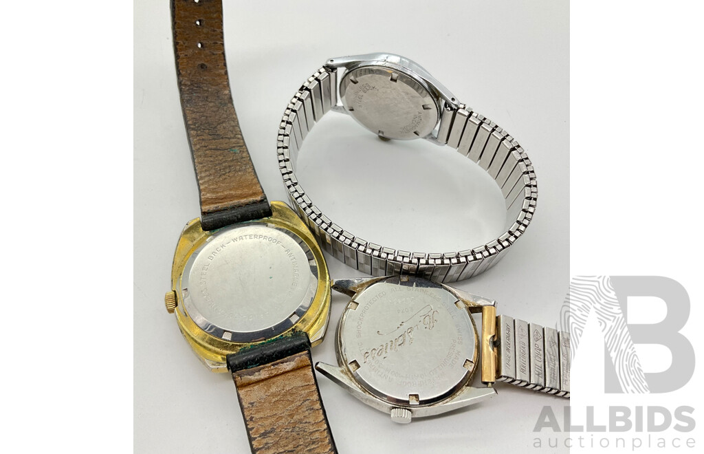 Three Vintage Felicia Watches Including Deluxe, Twenty One and Seventeen Jewel, Incabloc, Swiss Made
