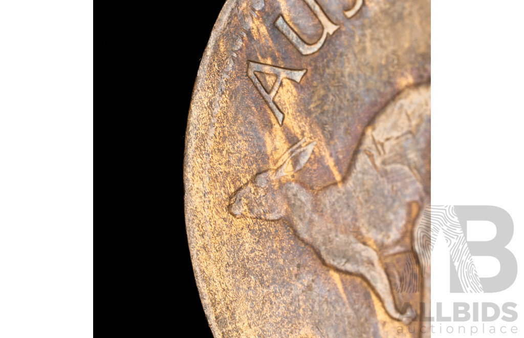 Australian 1947 Penny Misstrike