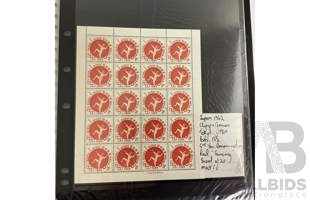 Album of Vintage Japanese Mint Stamp Sheets, Blocks and First Day Covers, Examples Spanning 1957 to 1963