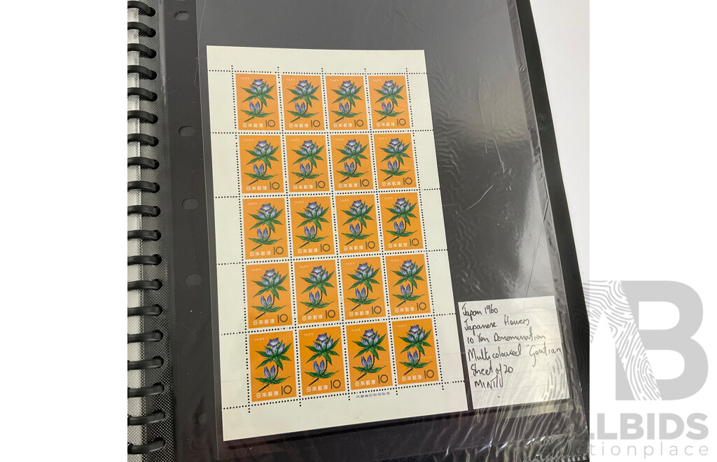 Album of Vintage Japanese Mint Stamp Sheets, Blocks and First Day Covers, Examples Spanning 1957 to 1963